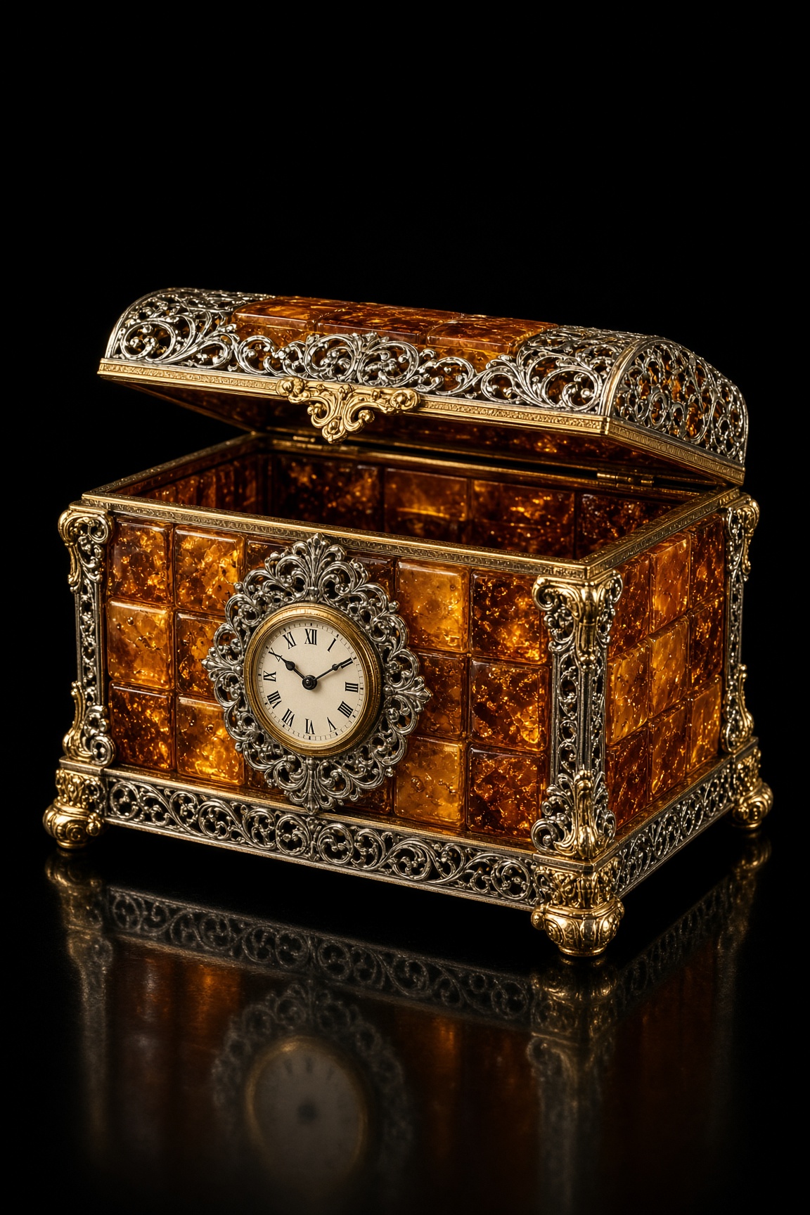 Amber Casket Clock